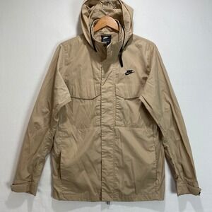 Nike Sportswear Premium Essentials Hooded Jacket Tan Lightweight Casual Men Sz S